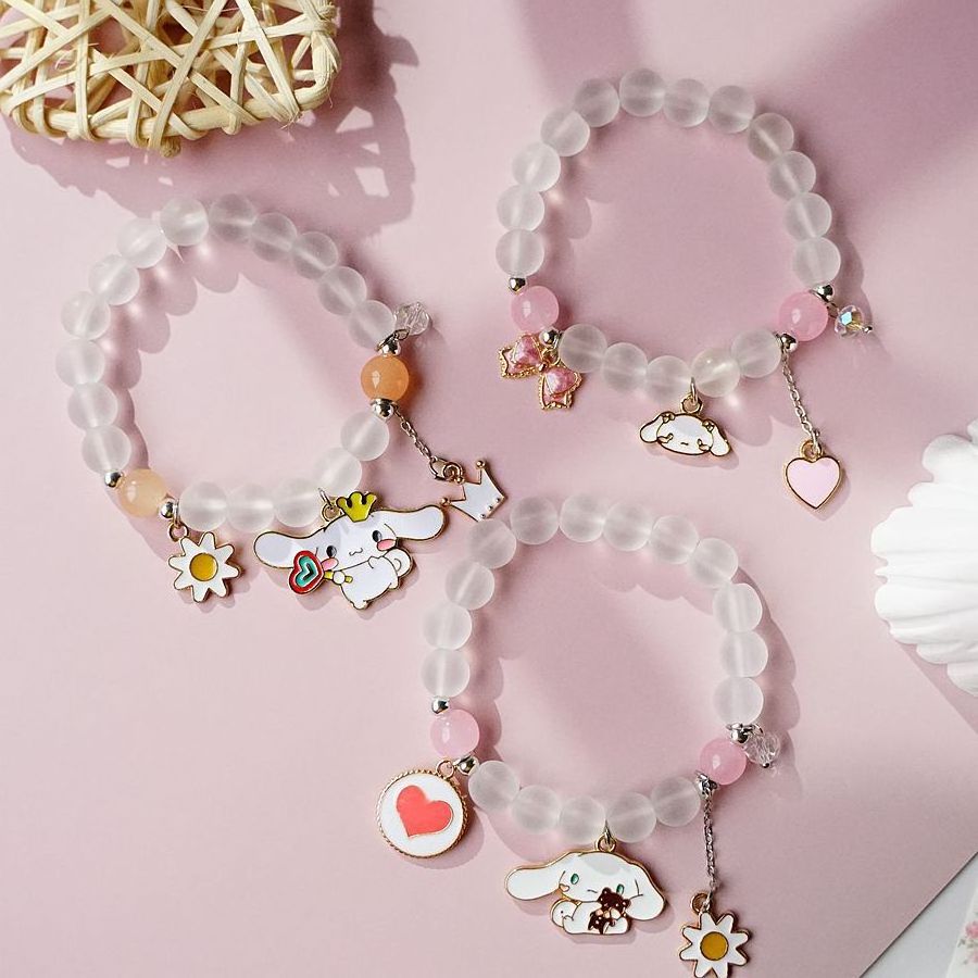 Elastic Stretch Crystal Bead Bracelet Cute Cartoon Kawaii Beaded Bracelets for Girls Women