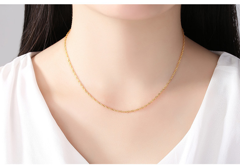 14K Gold Plated Necklace 18 inches Water Wave Chain Snake Bone Chain Necklace For Women jewelry making