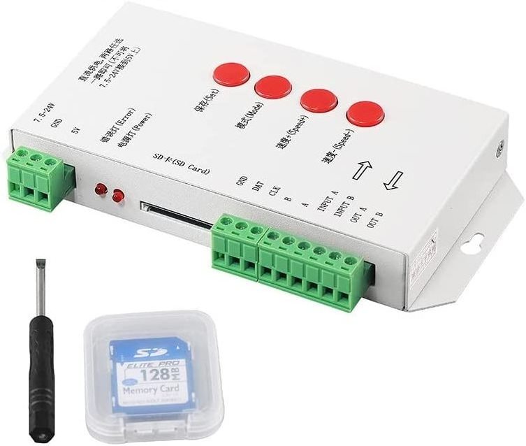 K-1000C Controller K1000C WS2812B WS2811 APA102 T1000S WS2813 LED 2048 Pixel Program DMX DMX512 SD Card Controller DC5-24V