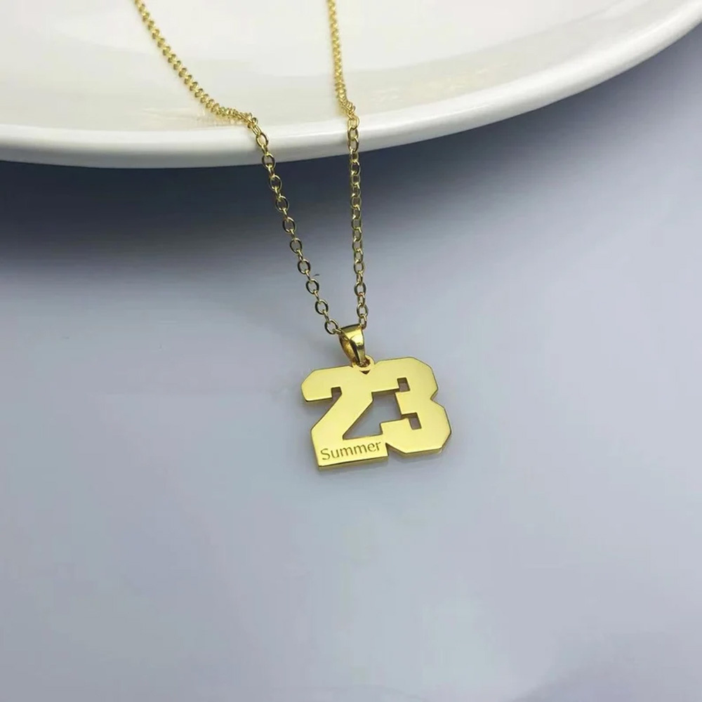 Custom Numbers Pendant Necklace Engraving Name Stainless Steel Jewelry Women's Personality Jewelry Holiday Christmas Present