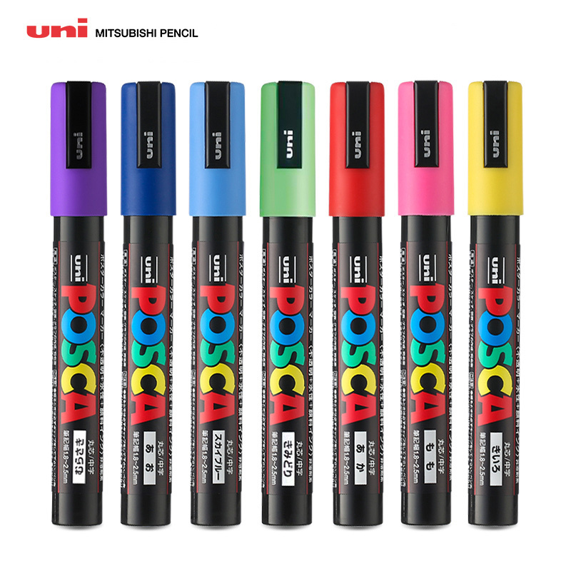 Uni Poscas Marker Pen PC-5M 1.8-2.5mm POP Poster Advertising Mark Graffiti Pen Paint Art Supplies Multi-Colores marcadores