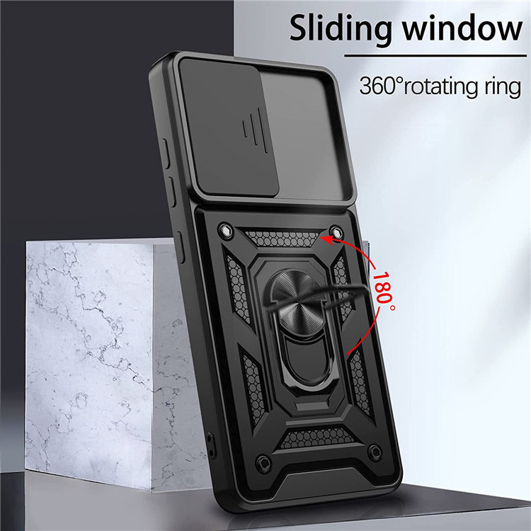 Slide Camera Lens Protective Phone Case For Samsung Galaxy S23 S22 S21 S20 Ultra Plus FE Magnetic Finger Ring Holder Cover Case