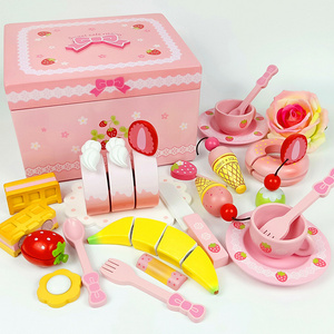 2021wooden Mother garden Cake cutting set toy kids pretend play wood kitchen toys WCS009