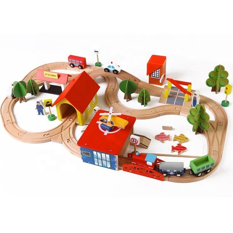 wholesale Children 69pcs blocks Thomas train toys wooden Train Railway set toys for the kids WTS005