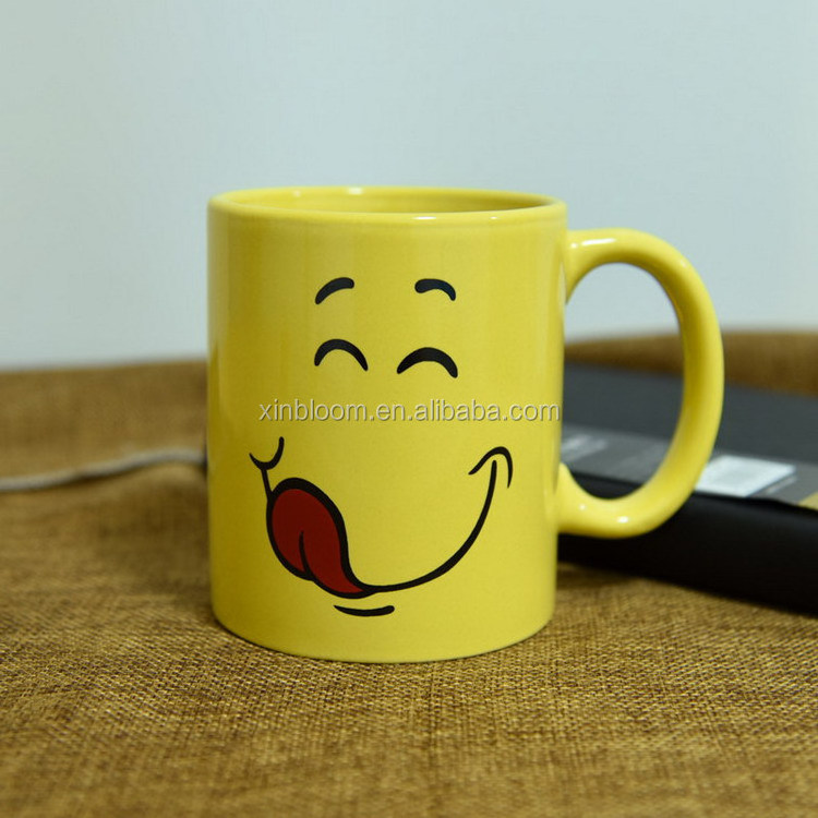 crceative cartoon 330ml smiling face emoj nose embossed ceramic mug