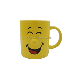 crceative cartoon 330ml smiling face emoj nose embossed ceramic mug