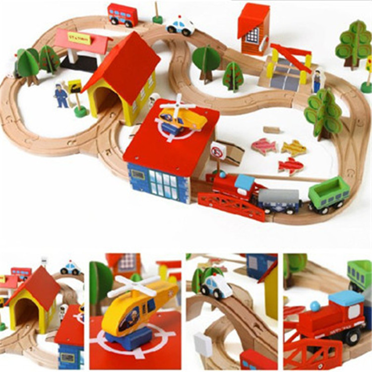 wholesale Children 69pcs blocks Thomas train toys wooden Train Railway set toys for the kids WTS005