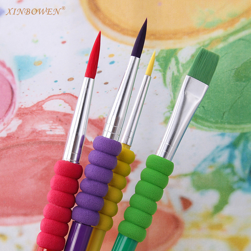 Xinbowen Candy Color 4 Brushes Set children's plastic rod water chalk oil paint brush