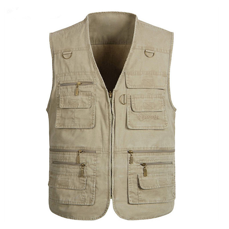 Wholesale vest custom Men's cotton leisure outdoor hunting fishing vest with multi pocket vest