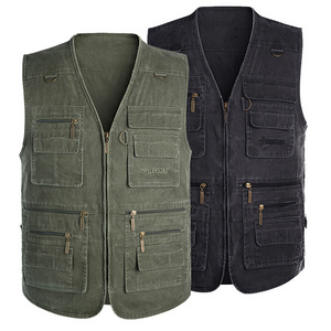 Wholesale vest custom Men's cotton leisure outdoor hunting fishing vest with multi pocket vest