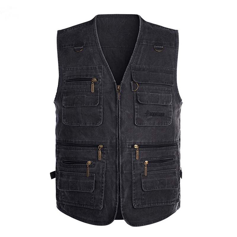 Wholesale vest custom Men's cotton leisure outdoor hunting fishing vest with multi pocket vest