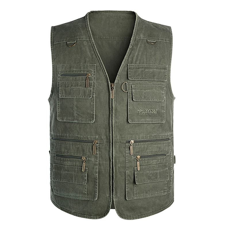 Wholesale vest custom Men's cotton leisure outdoor hunting fishing vest with multi pocket vest