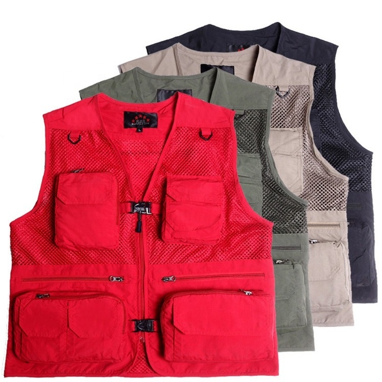 Wholesale jacket cheap hunting mens vest waistcoat design with multi pocket vest mens utility photographer vest