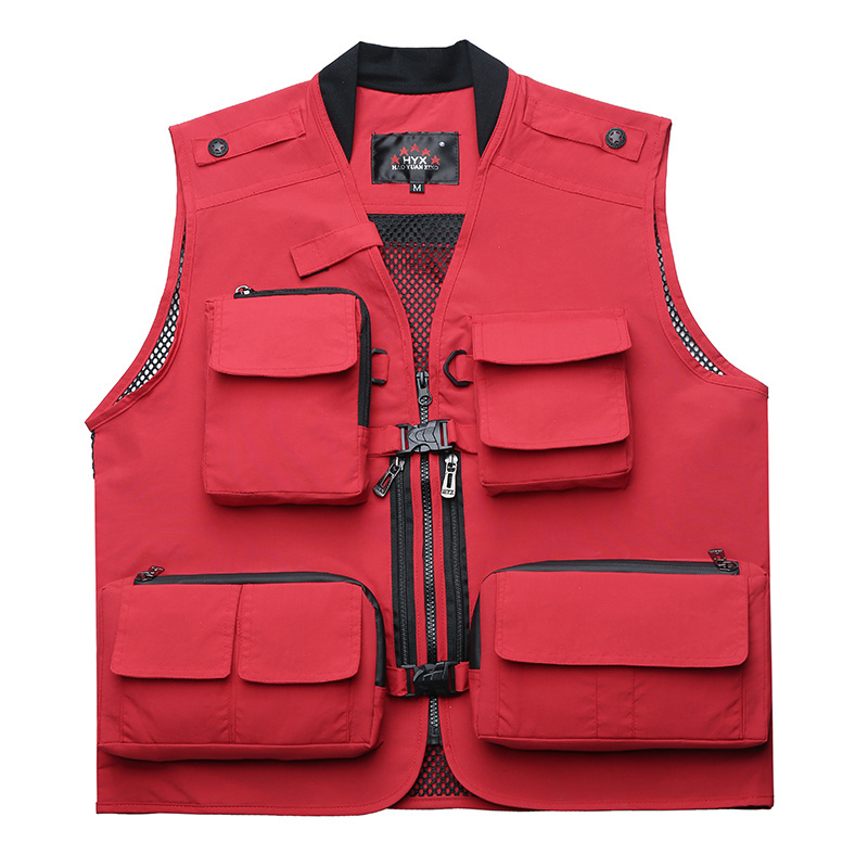 High Quality Mens Sleeveless Gilet Cargo Mesh  Multi Pocket cotton Vest mesh vest with pocket