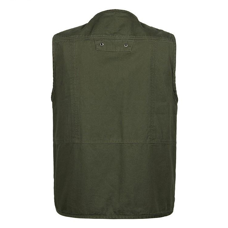 Logo customized wholesale custom 100% cotton breathable multi pocket out door work vest for men