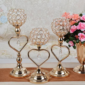 Elegant Crystal Metal Tealight Candelabras For Home Decor, Tall Votive Candle Stands for Table Centerpiece Wedding