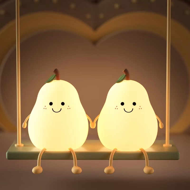 2023 Popular Baby Sleeping Lamp Usb Rechargeable Silicone Led Pear Fruit Night Light