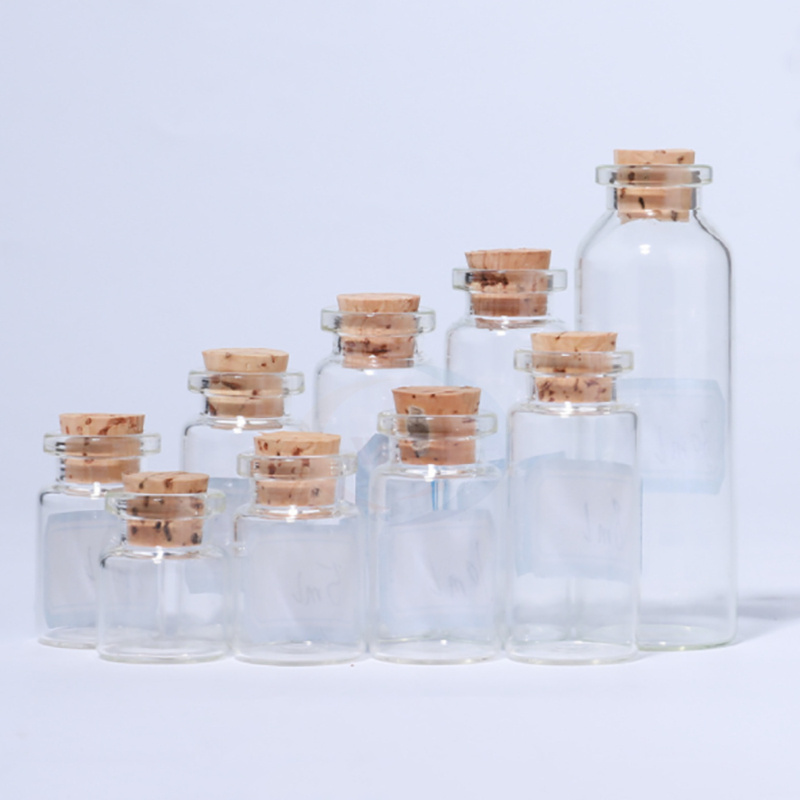 Custom logo mini potion vials glass cork bottle jars test tube with cork clear