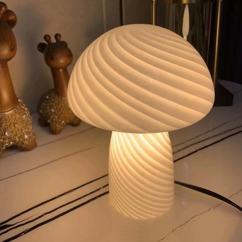 low price mushroom shaped dome shape crystal glass table lamp led lighting