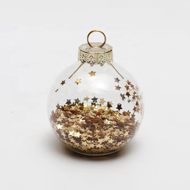 Wholesale custom Christmas tree hanging ornaments hand blown clear glass balls small Christmas decorations