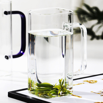 Coffee Mug for Tea Milk Coffee Wholesale Clear Square Glass Tea Cup With Handle