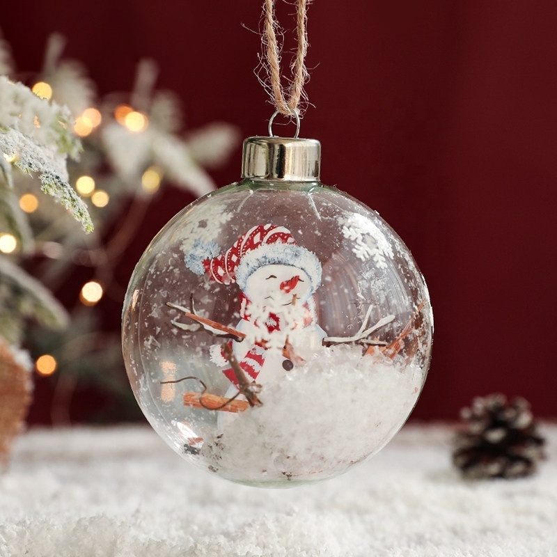 Wholesale custom Christmas tree hanging ornaments hand blown clear glass balls small Christmas decorations