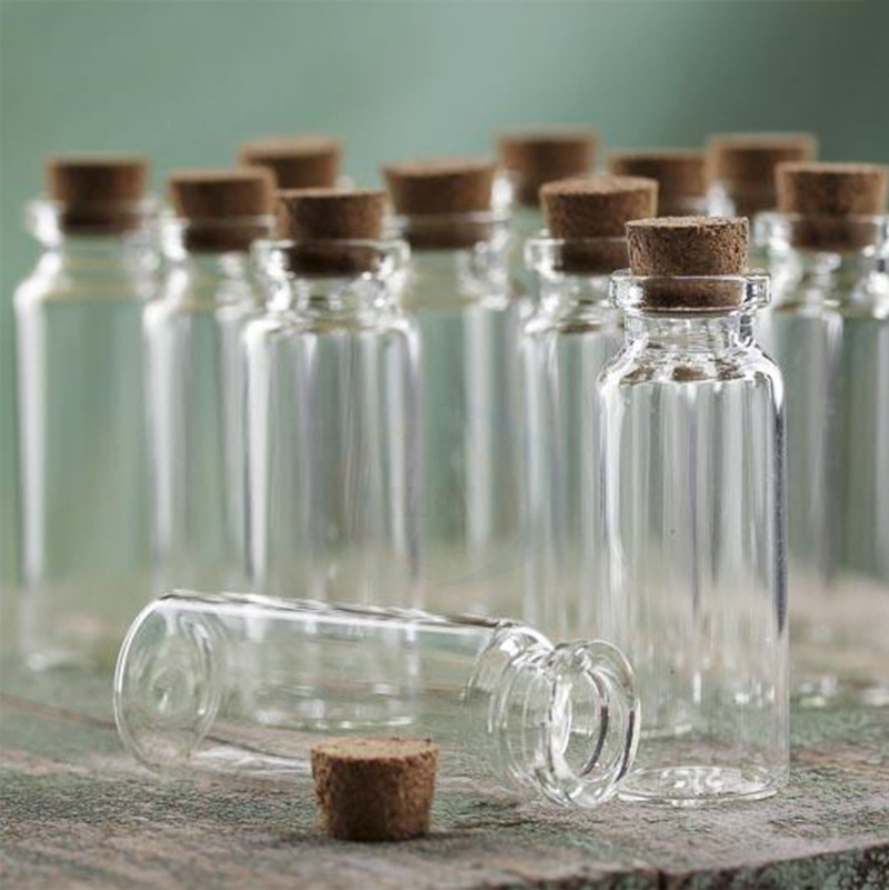 Custom logo mini potion vials glass cork bottle jars test tube with cork clear