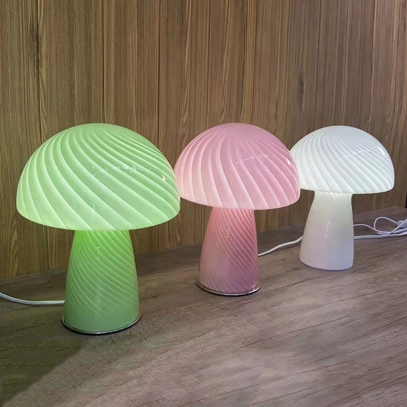 low price mushroom shaped dome shape crystal glass table lamp led lighting