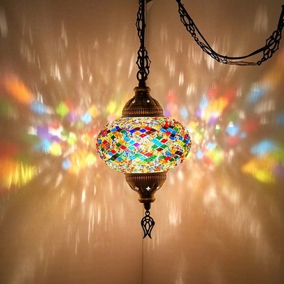 hanging glass chandeliers light Turkish Moroccan Pendant Light Handmade Mosaic Stained Glass Cafe Restaurant light