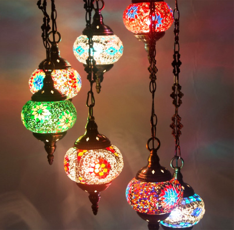 hanging glass chandeliers light Turkish Moroccan Pendant Light Handmade Mosaic Stained Glass Cafe Restaurant light