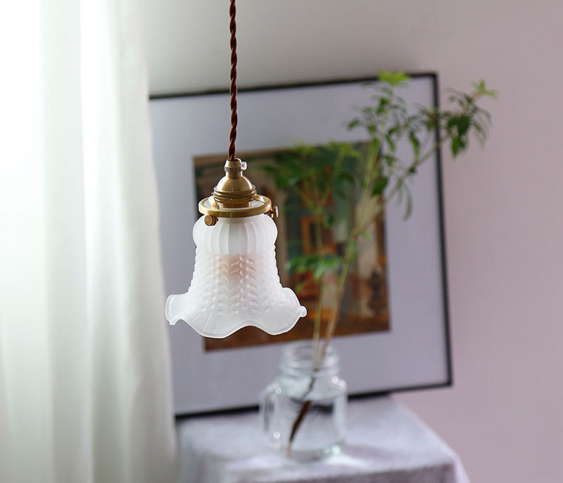 sell well all-copper chandelier Japanese porch bar into the head of the household bed white jade glass brass lamp