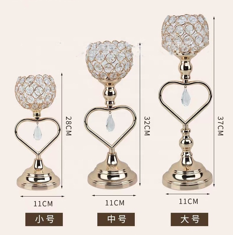 Elegant Crystal Metal Tealight Candelabras For Home Decor, Tall Votive Candle Stands for Table Centerpiece Wedding