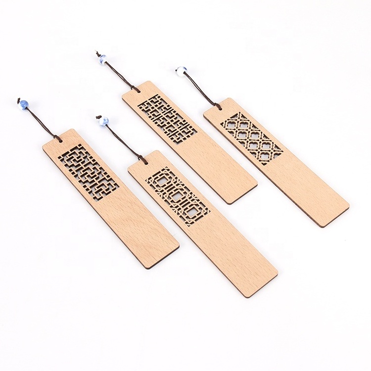 Classical style  laser engrave wood Top quality   wooden hollow custom classic bookmarks