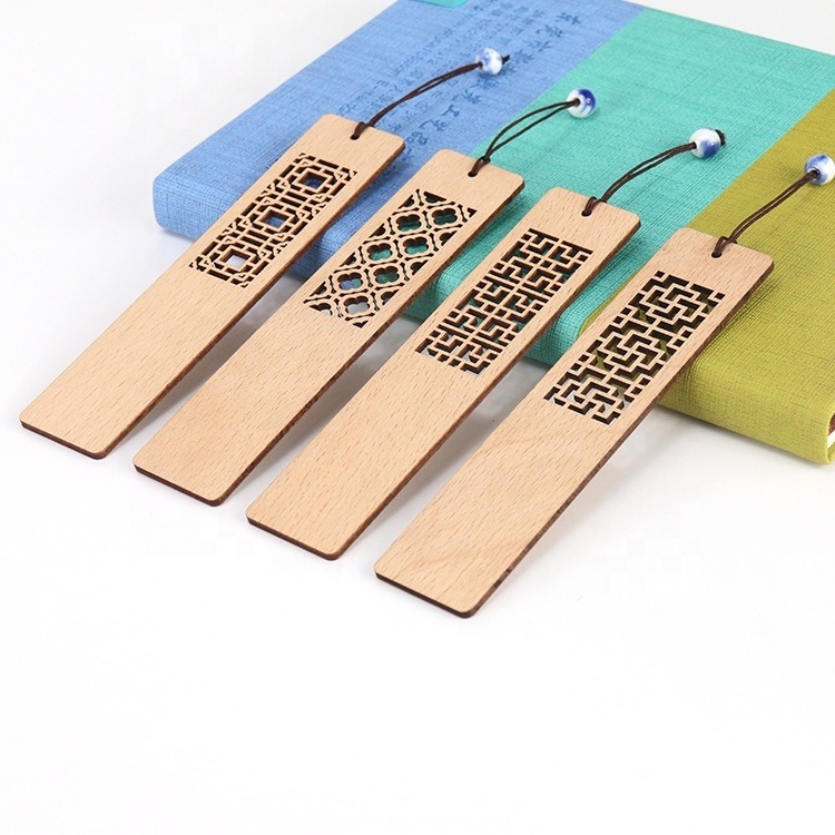 Classical style  laser engrave wood Top quality   wooden hollow custom classic bookmarks