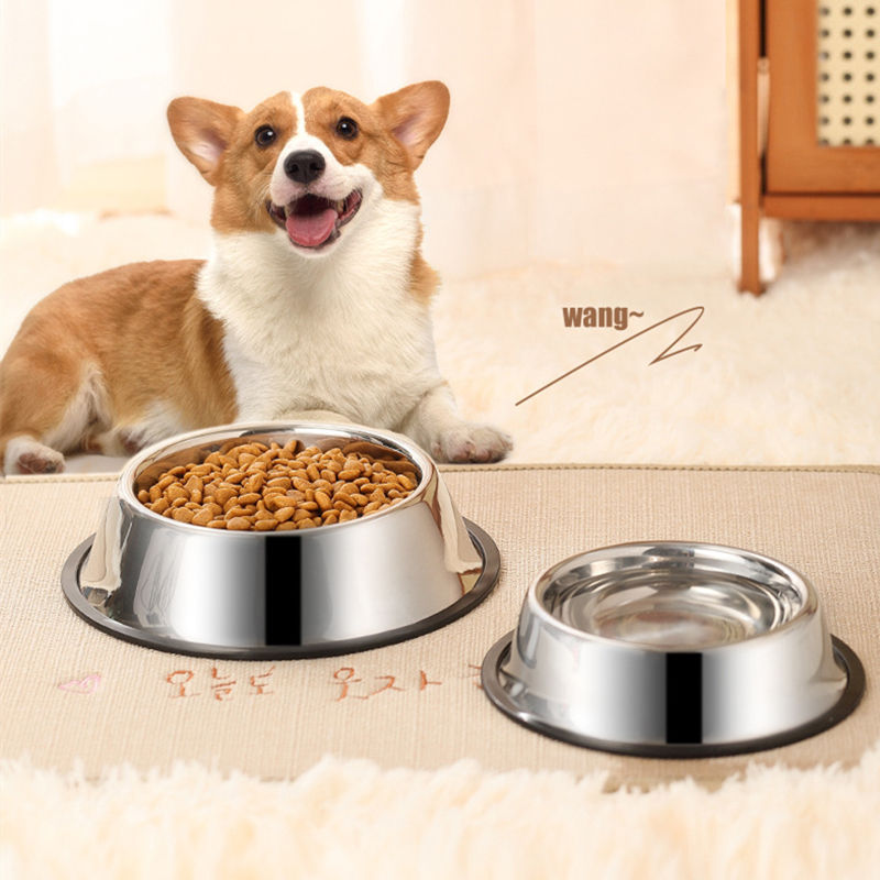 Customized design pattern Stainless Steel  Anti-slip thickened Pet Bowl Bite-resistant Dog Food Drinking Bowl