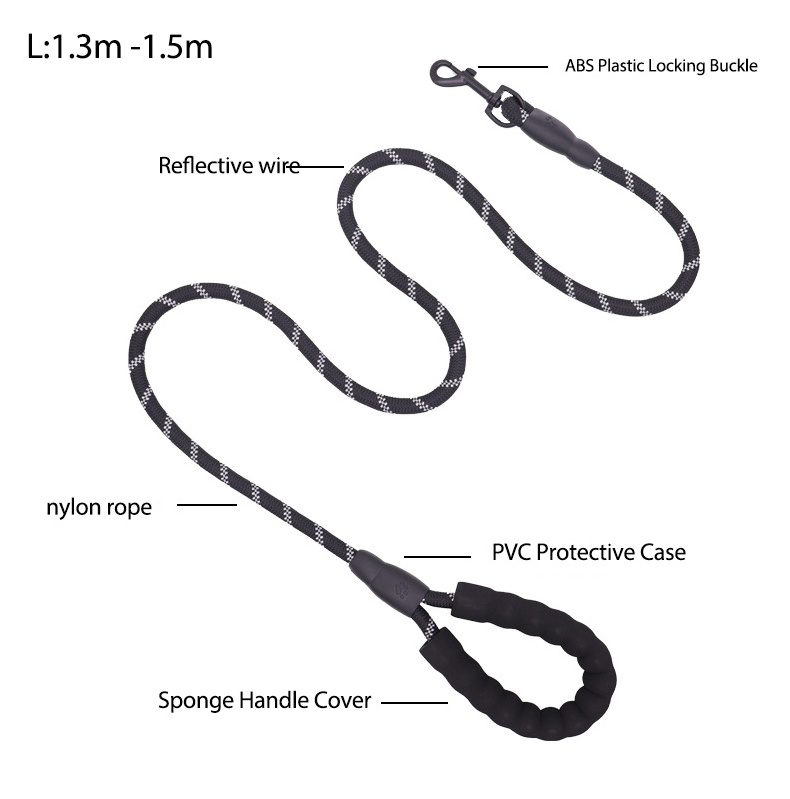 1.5m durable Reflective Nylon Dog Traction Rope reflective Small Medium Drag Pull Tow dog leash dog rope leash