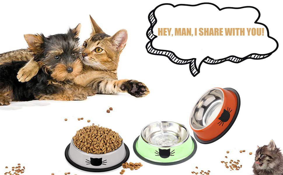 Durable round melamine stainless steel slow feed stainless steel cat dog water pet bowls feeders