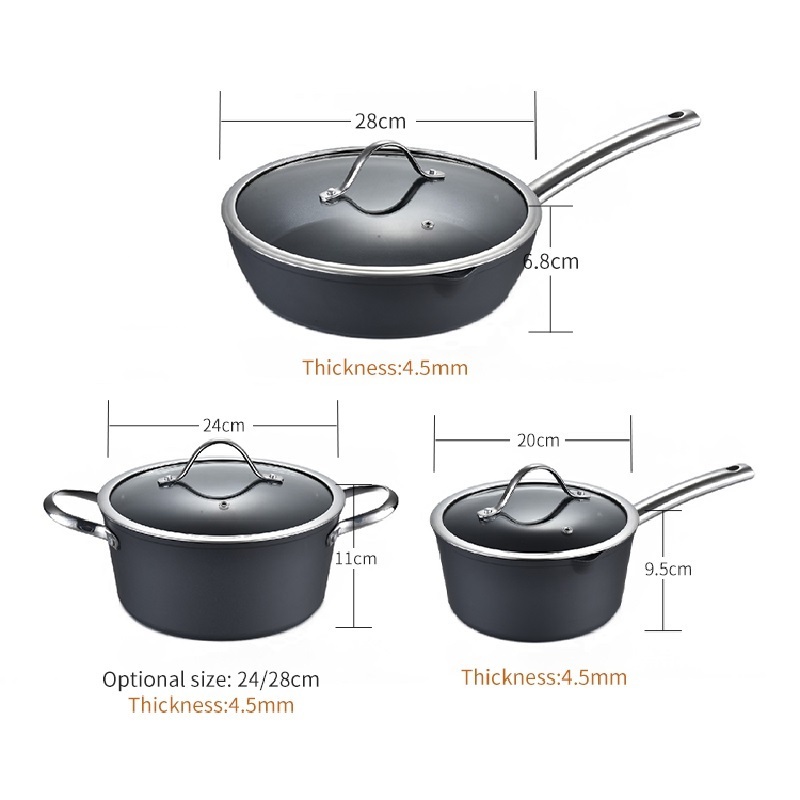 wholesale kitchen cooking pots pans wear non stick Forged Aluminum cookware sets