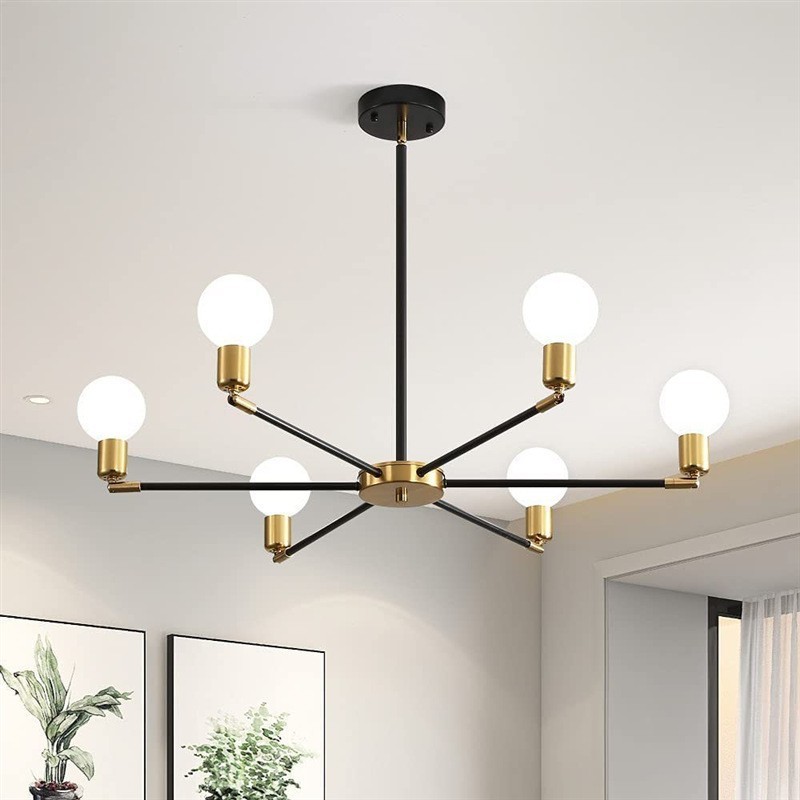 Gold Black 6/8 Bulbs Ceiling Light Home Decoration Chandelier Light Modern For Living Room