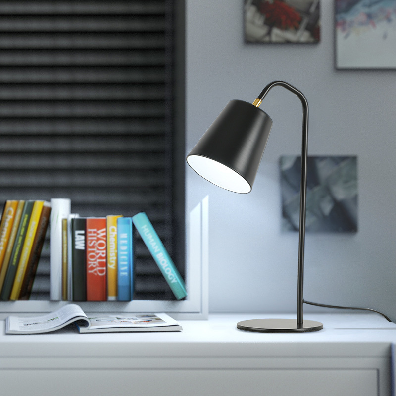 Simple Modern Reading Desk Lamp Bending Neck Adjustable Study Light Metal Table Lamp