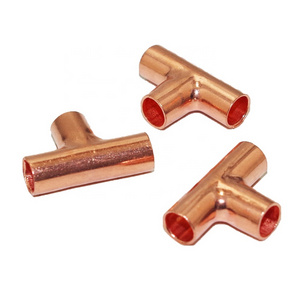 1/4" Inner Diameter 3 Way Equal Copper Tee Refrigeration and Air Conditioner Copper Pipe Fitting