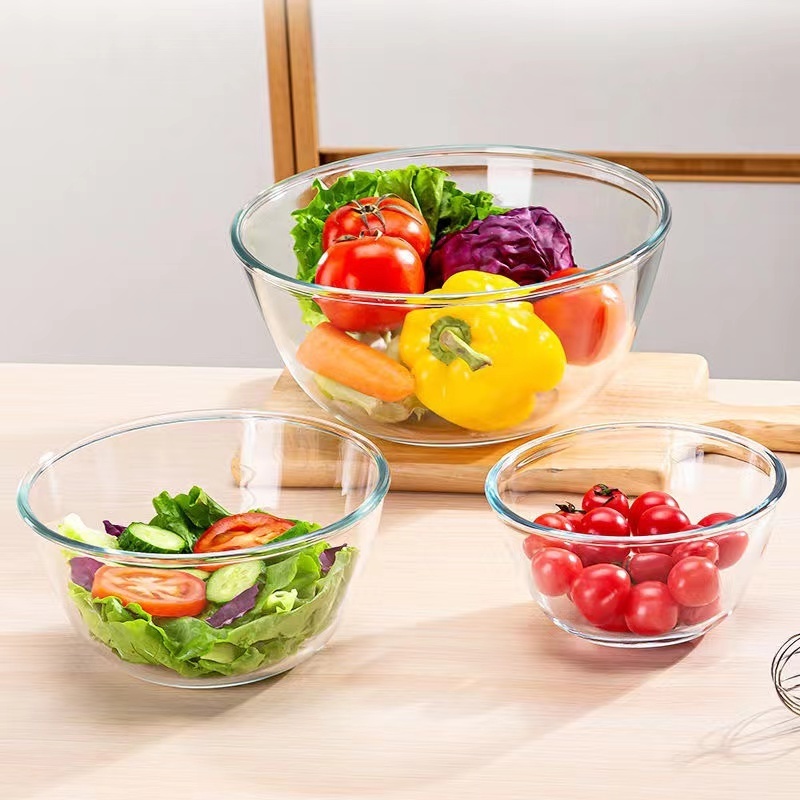 Glass Bowls Glass Salad Bowl with Lids For Cooking or Vegetables and fruits