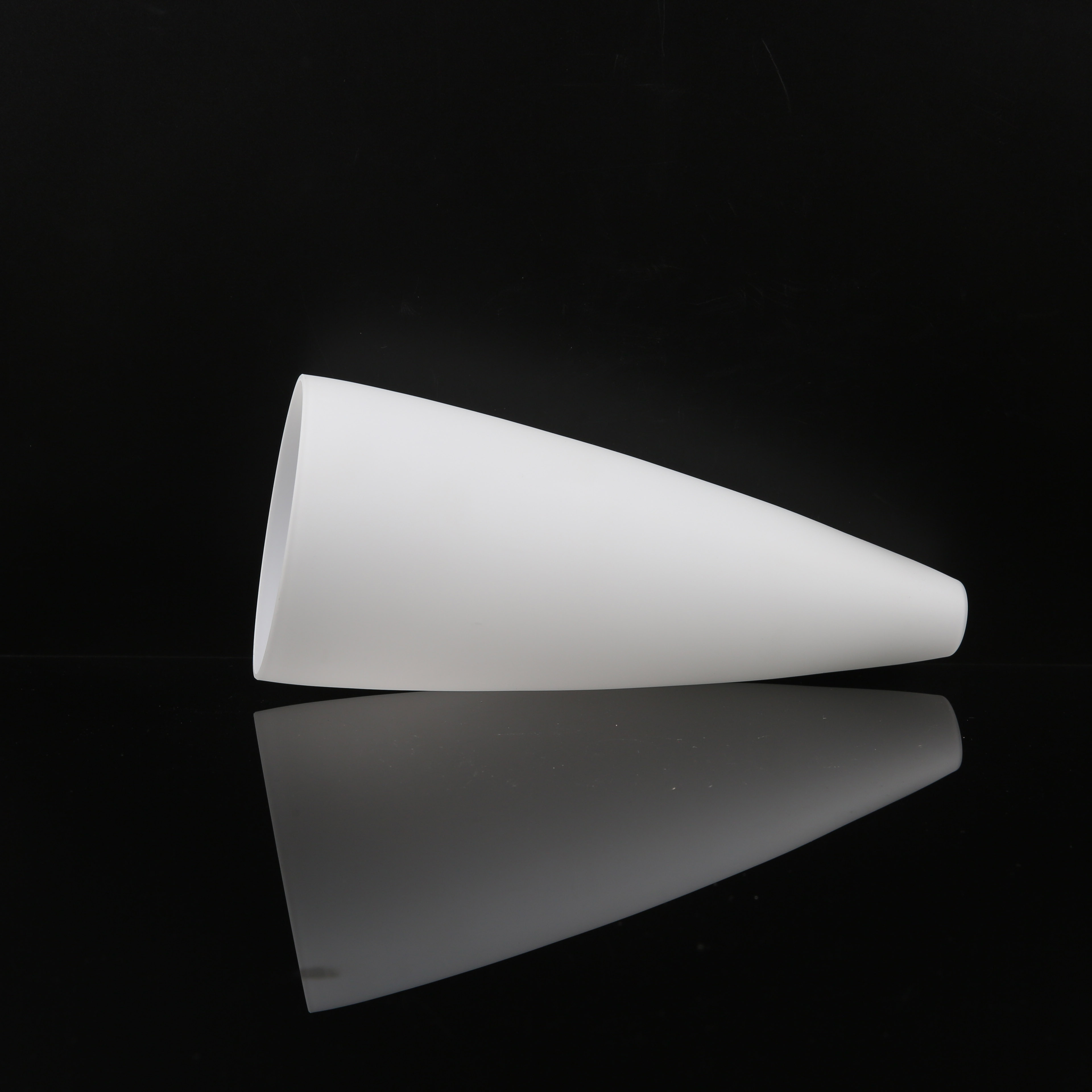 hand blown acid frosted opal white long cone shape glass lampshade milk white glass light diffuser lampshade