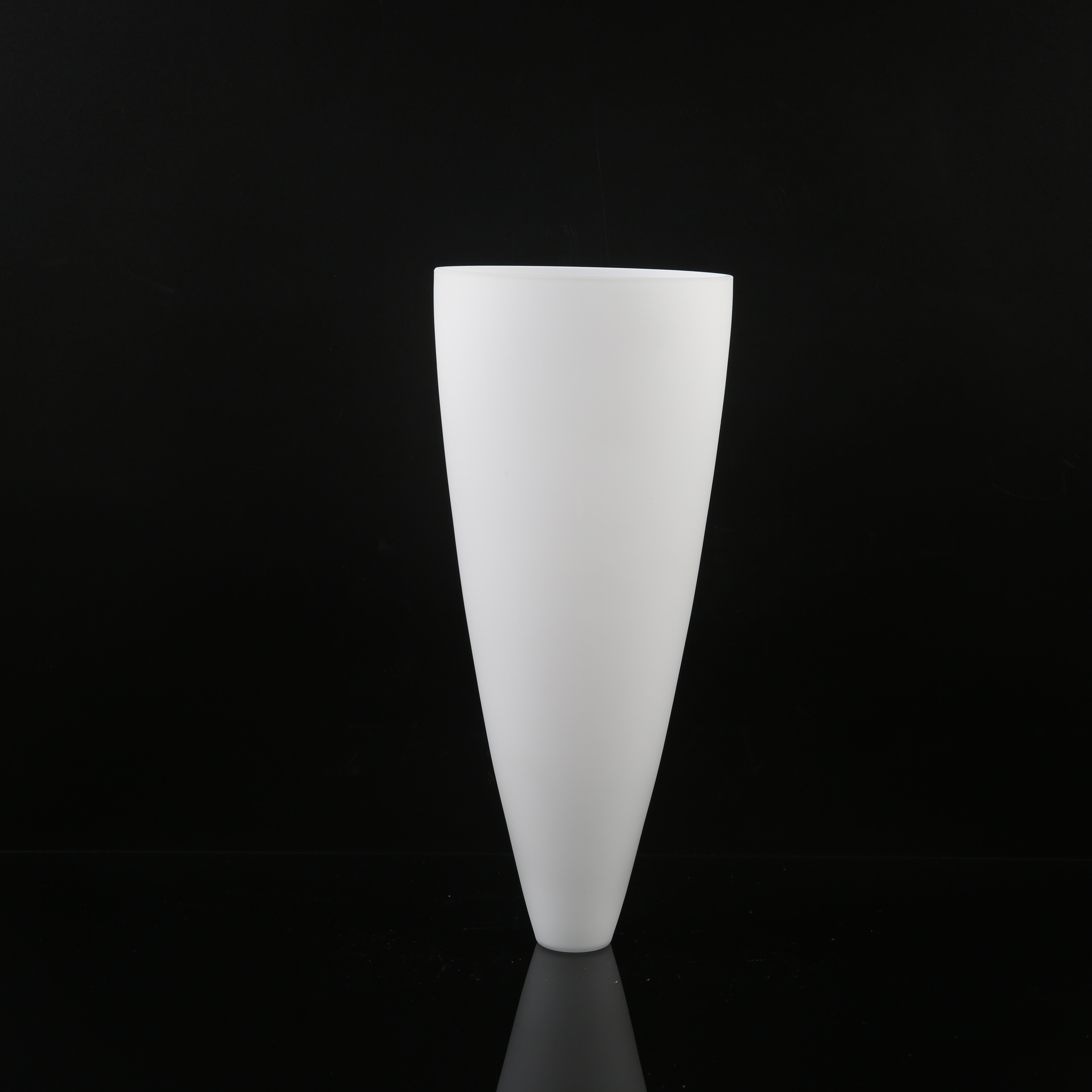 hand blown acid frosted opal white long cone shape glass lampshade milk white glass light diffuser lampshade