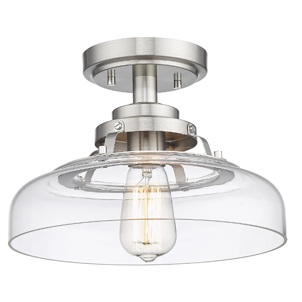 Clear Glass Pendant Lamp Shade With Semi Flush Mount Ceiling Light  For Kitchen Island