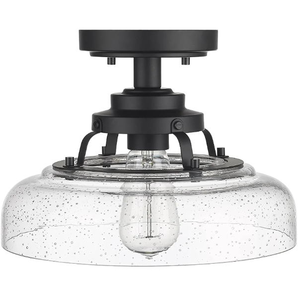 Clear Glass Pendant Lamp Shade With Semi Flush Mount Ceiling Light  For Kitchen Island