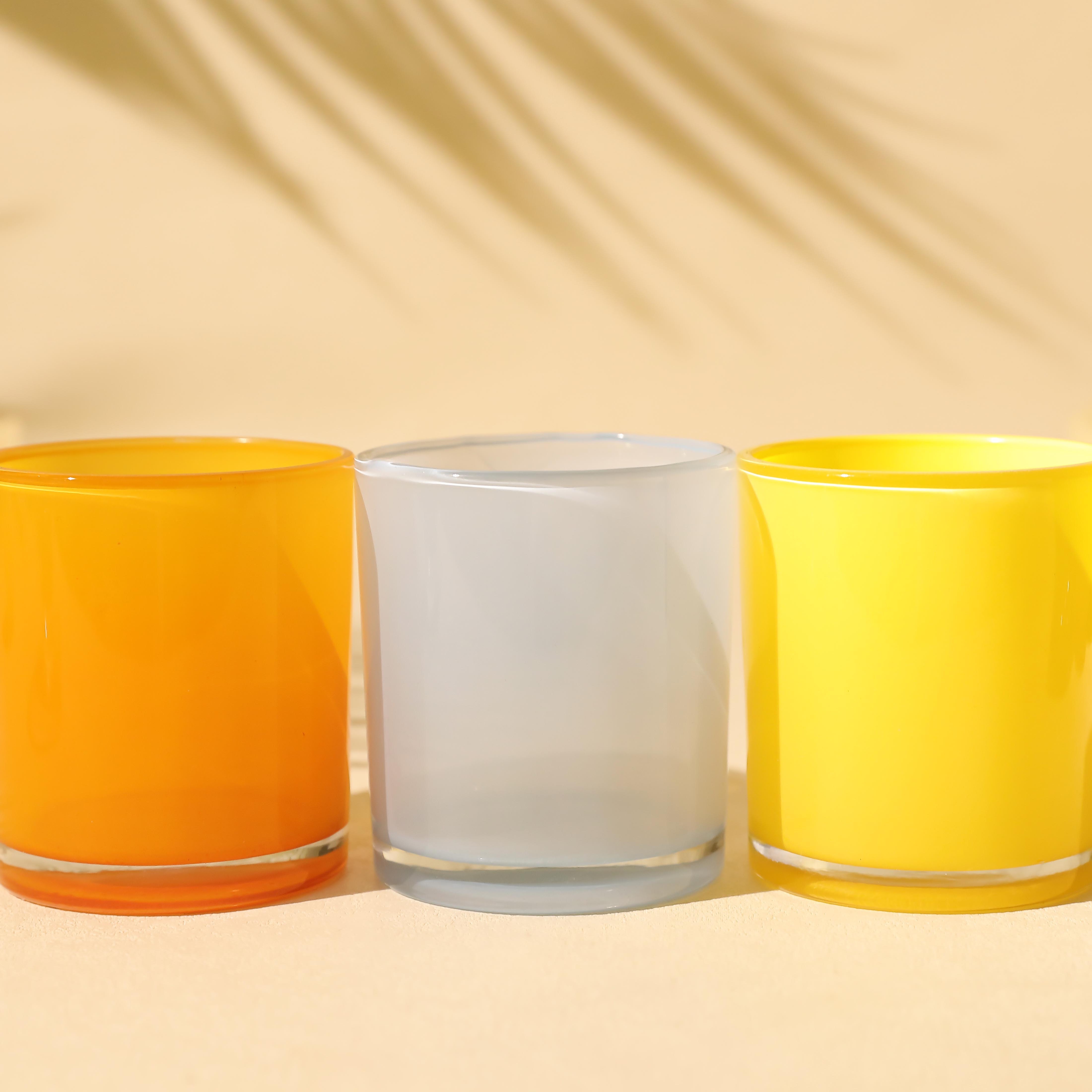 Wholesale Luxury Glass tealight candle holder for Home Party and Wedding Decor Orange glass candle jar