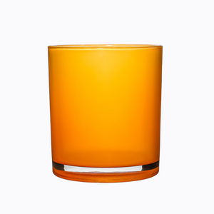 Wholesale Luxury Glass tealight candle holder for Home Party and Wedding Decor Orange glass candle jar