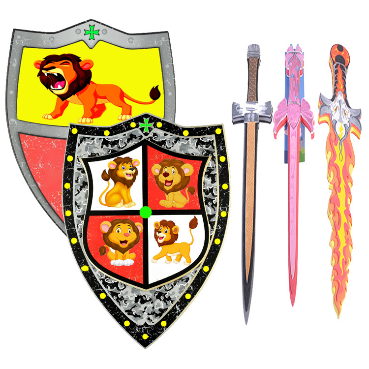 2024 Children's EVA Foam Medieval Joust Dual Dragon Sword & Shield Knights Set Lightweight Safe for Event Favors Toy Gifts