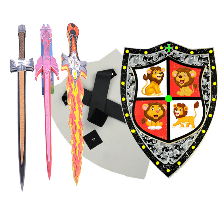 2024 Children's Medieval Joust Dual Dragon EVA Foam Toy Sword & Shield Knights Set Lightweight Safe for Event Favors Toy Gifts